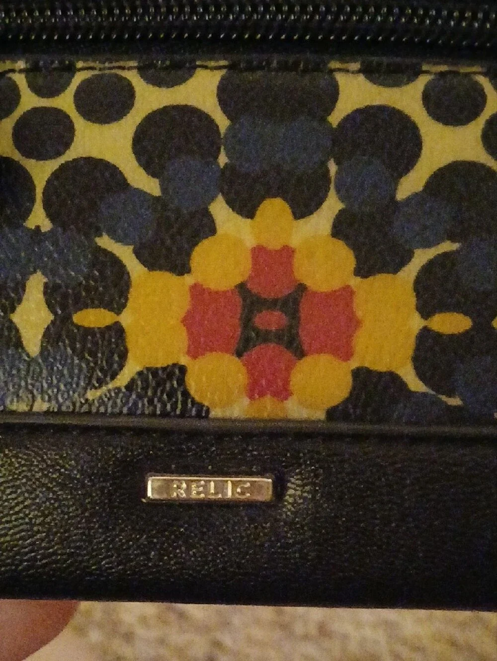 Relic Yellow, Black and Red Floral Zip Wallet